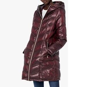 Calvin Klein Womens Down Puffer‎ Coat Hooded Full Zip Packable Lightweight XL